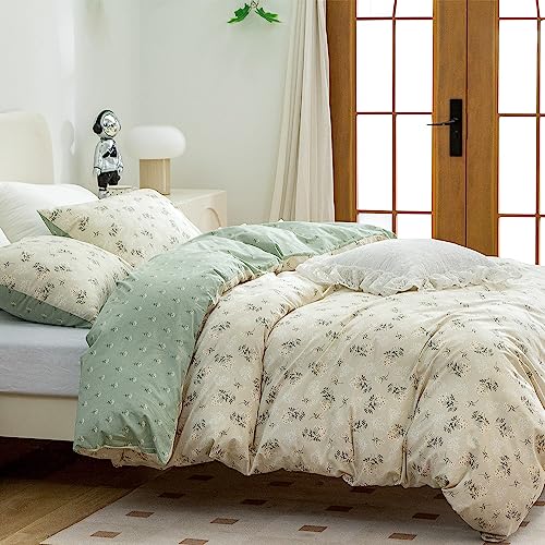 Jane yre Floral Duvet Cover King, Brushed Microfiber 3 Pieces Bedding Set King, Garden Style Flower Pattern Flower Duvet Cover, with Zipper Closure, Luxury Soft Breathable Comfy Jane yre