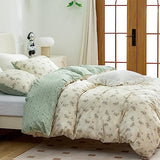 Jane yre Floral Duvet Cover King, Brushed Microfiber 3 Pieces Bedding Set King, Garden Style Flower Pattern Flower Duvet Cover, with Zipper Closure, Luxury Soft Breathable Comfy Jane yre