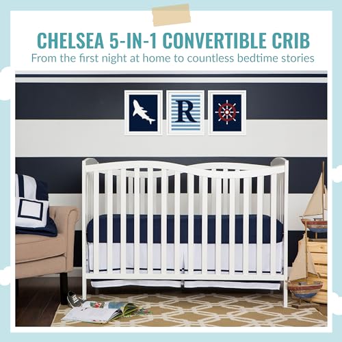 Dream On Me Chelsea 5-In-1 Convertible Crib In White, JPMA Certified - WoodArtSupply