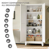 COFaR 71" Metal Pantry Cabinet with 5 Adjustable Shelves, White Storage Cabinet with Doors, Sturdy Freestanding Cupboard for Kitchen Organization, Living Room & Bathroom COFaR