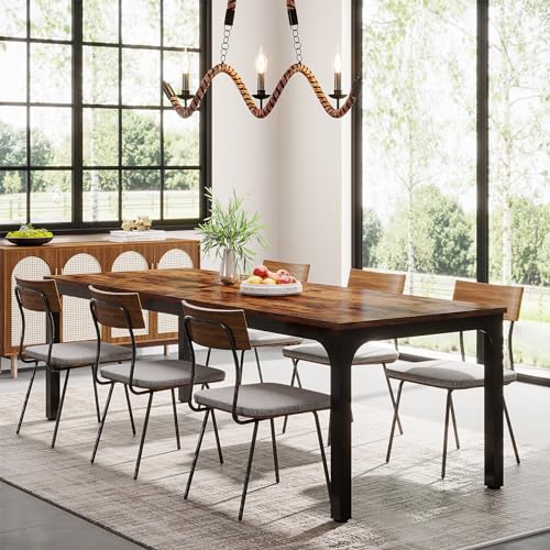 Tribesigns 78.7 Inch Dining Table for 8, Industrial Rectangle Wood Dining Table, Long Rustic Dinner Table with Heavy Duty Metal Legs (Only Table) (Rustic Brown) - WoodArtSupply