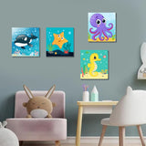 Canrichshop 4 Pack Framed Paint by Numbers Kit for Kids 8-12,Easy Kids Paint by Number Beginner,Cute Sea Animals Painting Kits for Ages 4-6,DIY Acrylic Oil Painting Kid for Wall Decor 8X8in Canrichshop