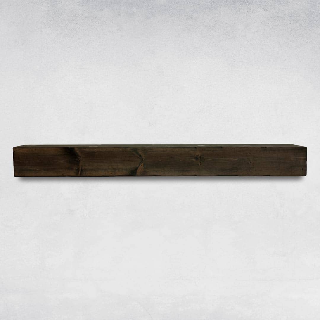 Fireplace Mantel, Rustic, Shelf, Floating Mantle, Real Wood, Beam, URBANDI (Dark Brown, 36Lx6Hx8D) WoodArtSupply