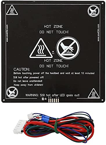 Aluminum MK2 MK3 12V Heated Bed Hotbed Upgrade with Hotbed Wire Cable Line for Anet A8 A6 3D Printer, Black 220x220mm WoodArtSupply