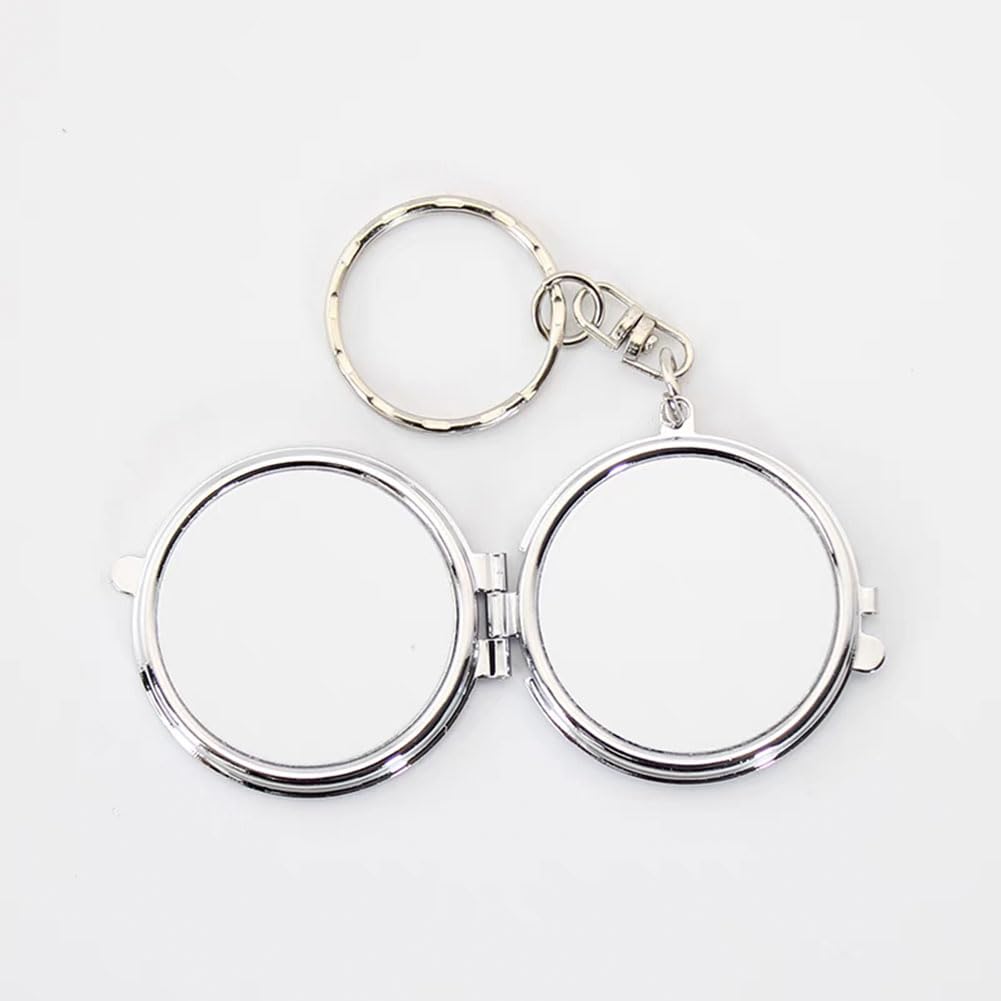 ZUYYON 6 Pcs Sublimation Blank Pocket Makeup Mirror Keychains Double Sided Blank Metal Compact Mirror Mini Folding Makeup Mirror Key Chain Cosmetic Mirror for Women(Round Shape) ZUYYON