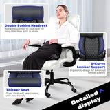 High Back Executive Office Chair - Ergonomic Computer Desk with Rocking Function, Leather Managerial with Adjustable Flip-Up Armrests and Lumbar Support BestGlory
