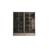 KWOKING Modern Wooden Bookcase with Glass Doors - 8 Shelves and 2 Drawer Storage Solution KWOKING