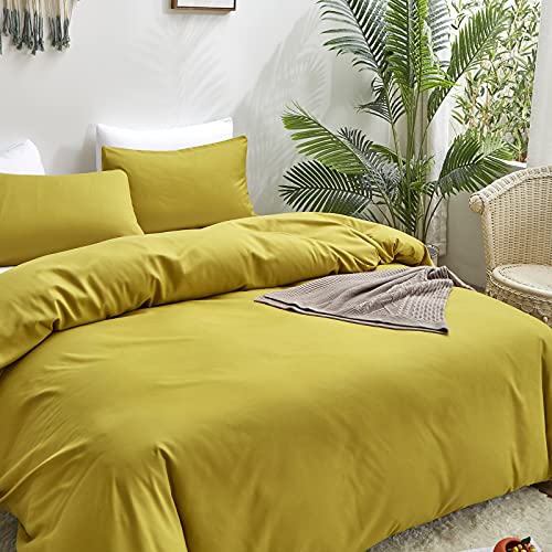 Luxlovery Chartreuse Comforter Set Queen Moss Green Bedding Set Modern Solid Soft Breathable Yellowish-Green Blanket Quilts 3 Piece Bedding Set for Women Men Kids Luxlovery