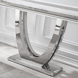 Goderfuu 47" White Marble Console Table, Rectangular Faux Marble Sofa Table, Luxury Entryway Table Long Narrow Hallway Table, Modern Console Table for Living Room with Silver Stainless Steel U-Base Goderfuu