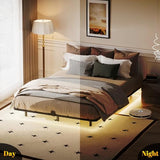 Samhapyrom King Floating Bed Frame with LED Lights, Heavy Duty Metal Platform Bed with Anti-Slip Mattress Holder, Easy Assembly, No Box Spring Needed, Noise Free for Bedroom Samhapyrom