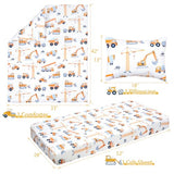 JISEN 3 Piece Crib Bedding Set Soft Baby Crib Bedding Set Construction Trucks Crib Comforter Set - Comforter Sheet Pillowcase Nursery Bedding Sets for Baby Girls or Boys JISEN