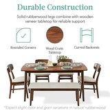 Best Choice Products 6-Piece Wooden Dining Set, Mid-Century Modern Table & Upholstered Chair Set w/Bench Seat, Rubberwood Legs - Walnut/Cream Best Choice Products