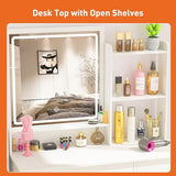 Greenvelly Makeup Vanity with lights and 2 Mirror, White Vanity Table with 3 Lighting Modes and Stool Set, Large Dressing Table with Drawers, Vanity Desk for Women and Girl Greenvelly
