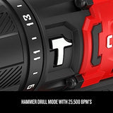 CRAFTSMAN V20 Cordless Hammer Drill Kit, 1/2 inch, 2 Batteries and Charger Included (CMCD711C2) CRAFTSMAN