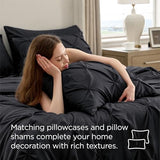 Bedsure Oversized King Comforter Set Black - Bed in a Bag Bedding Set 7 Pieces, GentleSoft™ Pintuck Bed Set Gift for Family, Pinch Pleat Black Comforter with Sheets, Pillowcases & Shams Bedsure