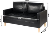 VAMEPOLE Sectional Sofa Couch 2 Pic, Black Leather Loveseat and Accent Chair for Living Room, Stitching Tufted Comfortable Love Seat for Small Space, Office, Meeting Room, Living Room Furniture Sets VAMEPOLE