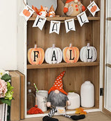 NEWLIGHTURE Fall Pumpkin Decor, 4pcs Wood Sign Pumpkin Block Set Farmhouse Fall Table Décor for Home Office Thanksgiving Tiered Tray Decor NEWLIGHTURE