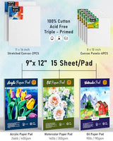 Nicpro 158PCS Deluxe Large Painting Kit with Metal and Solid Beech Wood Easel, Acrylic, Oil & Watercolor Paint Set, Paint Brushes, Canvases, Palette, Paper Pad, Professional Art Set for Adults Artist Nicpro