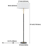 Karjoefar 2-Light Floor Lamp, Mid Century Floor Lamp with White Fabric Shade, Standing Lamp Tall Lamp for Living Room Bedroom, 3 Color Temperatures 9W Bulb Include Karjoefar