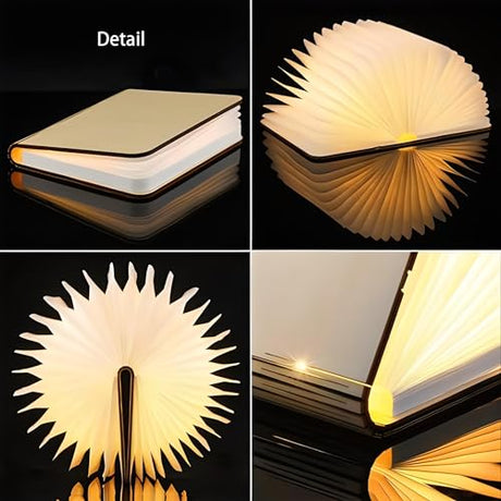 Ngtcglm Wooden Book Lamp, 3 Colors Folding Book Lamp, USB Rechargeable Book Lights, Light Up Book Lamp Decor, Novelty Unique Lamp, Creative Gifts for Book Lovers Ngtcglm