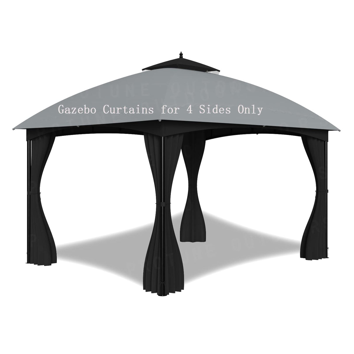 SunCula Replacement 10'x10' Gazebo Curtains Waterproof, Universal Privacy Shade Curtains 4-Panels sidewall with Zipper, Outdoor Curtains for Patio, Backyard, Garden-Black (Only Curtains) SunCula