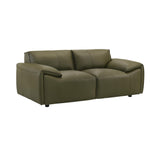Tanner 74 in. Leather Loveseat with Padded Arms in Green or Khaki Armen Living