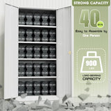 Crownland 72" Lockable Metal Storage Cabinet, Garage Storage Cabinets, High Office Cabinet with Adjustable Shelves for Garage, Home Office,Pantry, File(White) Crownland