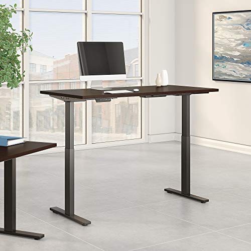 Bush Business Furniture Move 60 Electric Ergonomic Sit-Stand Computer Table for Home and Professional Office, 72W x 30D, Mocha Cherry with Black Base - WoodArtSupply