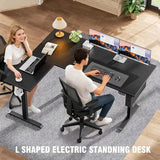Korfile L Shaped Electric Standing Desk,63 Inch Adjustable Height Sit to Stand Corner Desk with Memory Presets, Reversible Computer Table for Home Office, Work and Study, Black Korfile