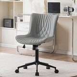 YOUNIKE Office Chair, Armless Desk Chair with Wheels, Adjustable Swivel Rolling Home Office Computer Task Chairs, Modern Faux Leather Upholstered Vanity Chair, Grey YOUNIKE