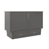 AFI, Monroe Queen Murphy Bed Chest with 6" Mattress, Storage Drawer & Built-in USB Charger, Grey AFI