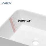 Lordear Vessel Sink Rectangle 19 Inch Bathroom Sink,Rectangular Modern Above Counter Bathroom Sinks White 19x15 Inch Porcelain Ceramic Vessel Vanity Sink Art Basin Lordear