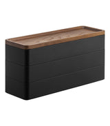 Yamazaki Home Rin Stacking Watch And Accessory Case, Jewelry Box Organizer For Glasses, 3-Tier - Accessories - Plastic + Wood, Black YAMAZAKI