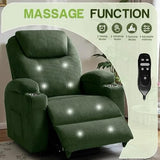 Furmax Electric Power Lift Recliner Chair with Massage for Elderly Corduroy Fabric Recliner Single Sofa with Cup Holders, Side Pockets and Remote Control for Living Room Bedroom (Green)