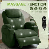 Electric Power Lift Recliner Chair with Massage for Elderly Corduroy Fabric Recliner Single Sofa with Cup Holders, Side Pockets and Remote Control for Living Room Bedroom (Green) Furmax