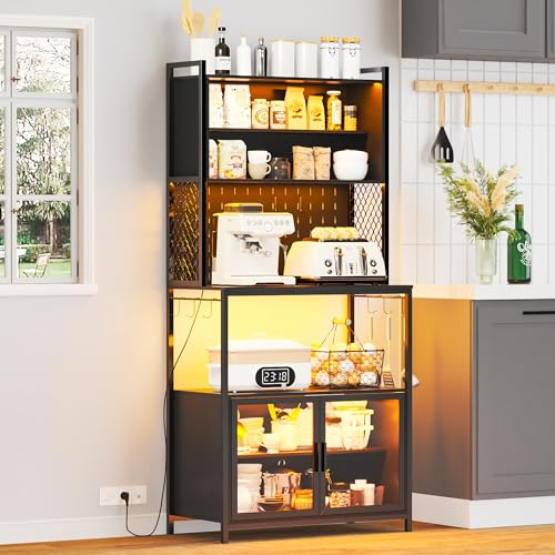 67'' LED Kitchen Pantry Cabinet with Pegboard and Charging Station by OUTDOOR DOIT OUTDOOR DOIT