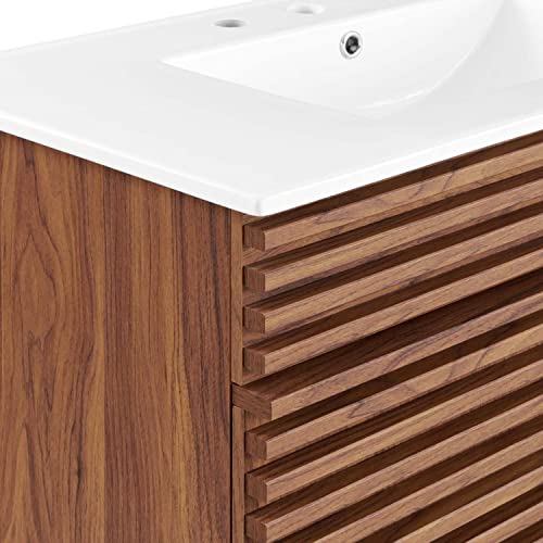 Modway Render 36" Bathroom Vanity in Walnut White Modway