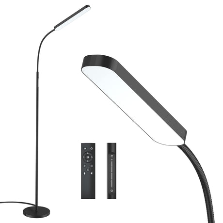 Wio-Mio Floor Lamp, 15w/1000lm Bright LED Floor Lamp with Stepless Adjustable 3000K-6000K Colors and Dimmer, Remote and Touch Control, Adjustable Gooseneck Floor Lamp for Living Room Wio-Mio