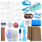 XEUZK Sublimation Shirts Tool Kits With 8 T Shirt rulers, 3Pack Teflon Sheet for Heat Press 12*16in, Heat Resistant Gloves With Silicone Bumps, 2 Rolls Heat Resistant Tape & Sublimation pencil (Blue) XEUZK