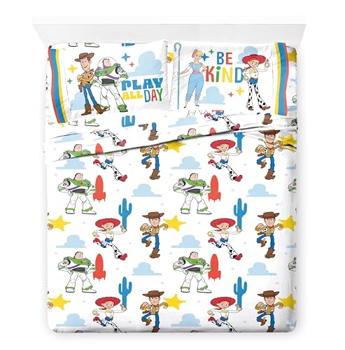 Jay Franco Kids Comforter Set Includes Sheets and Pillow Cover - Soft and Cozy Bed Set for Stylish Room Decor, Blue - Toy Story, 7 Piece Full Jay Franco