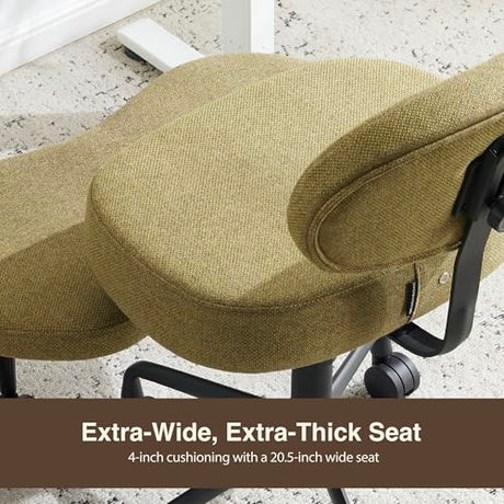 DR.LOMILOMI Ergonomic Cross-Legged Meditation Office Chair – Wide Criss Cross Kneeling Chair with Wheels, Adjustable Lumbar Support, Ideal for Yoga, Study & ADHD – Makani 601 (Standard, Olive) DR.LOMILOMI