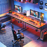 MOTPK Small Gaming Desk with LED Lights & Power Outlets, 39 Inch Computer Desk Gaming Table with Monitor Shelf, Gamer Desk with Carbon Fiber Texture, Kids Boys Desk Gift for Men MOTPK