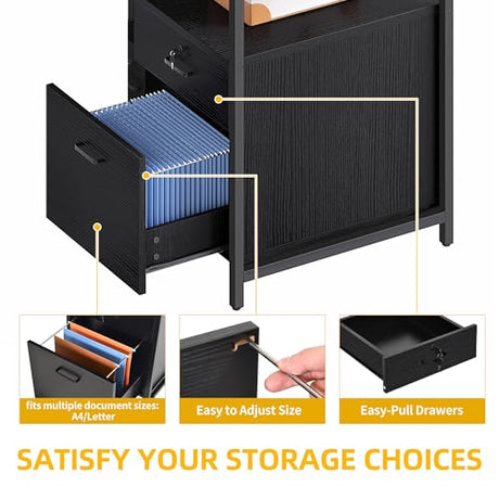 DWVO U Shaped Desk with Drawers, 79" Reversible L Shaped Desk with Power Outlets & LED Lights, Corner Computer with Monitor Stand & Storage Shelves, Black DWVO