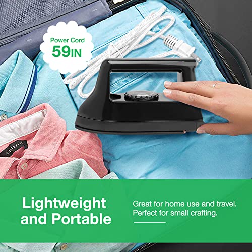 Mini Iron for Crafts Quilting, Travel Iron Household Easy Iron Supplies Mini Electric Iron, Mini Heat Press Machine Sewing Machine (Black) Generic