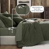 Geniospin King Size Comforter Set- 7 Piece Dark Green Textured King Bedding Set, Soft Solid Bed in a Bag for All Season, King Comforter Set with Sheets(Dark Green,102''x90'') Geniospin