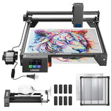 Longer RAY5 20W Laser Engraver with Air Pump, 17.3"x 17.3" Honeycomb Bed, Rotary Roller, and 8 Risers – Cuts and engraves Wood, Metal, Acrylic, tumblers Longer
