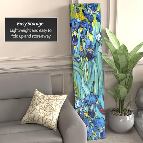 Red Lantern 6 ft. Tall Double Sided Works of Van Gogh Canvas Room Divider - Irises/Starry Night Over Rhone 4 Panel Freestanding Folding Privacy Screen Partition Separator for Modern and Contemporary Red Lantern