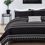WONGS BEDDING Black Comforter Set King Size (104"x 90"), Reversible Boho Striped Bedding Set for King Bed - 3 Pieces (1 Comforter + 2 Pillowcases), Soft Microfiber Down Alternative WONGS BEDDING