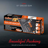 HORUSDY Heavy Duty Grease Gun with 14oz Grease Tubes | Grease Gun Flexible Hose | 7000 PSI | 18 Inch Spring Flex Hose | 2 Working Coupler | 2 Extension Rigid and 1 Sharp Type Nozzle Included HORUSDY