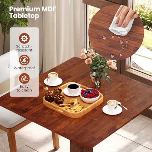 Giantex Square Dining Table for 2-4 People, 33-Inch Kitchen Table with Rubber Wooden Legs & Frame, Farmhouse Dinner Table for Dinette, Dining Room, Restaurant, Small Spaces, Walnut Giantex